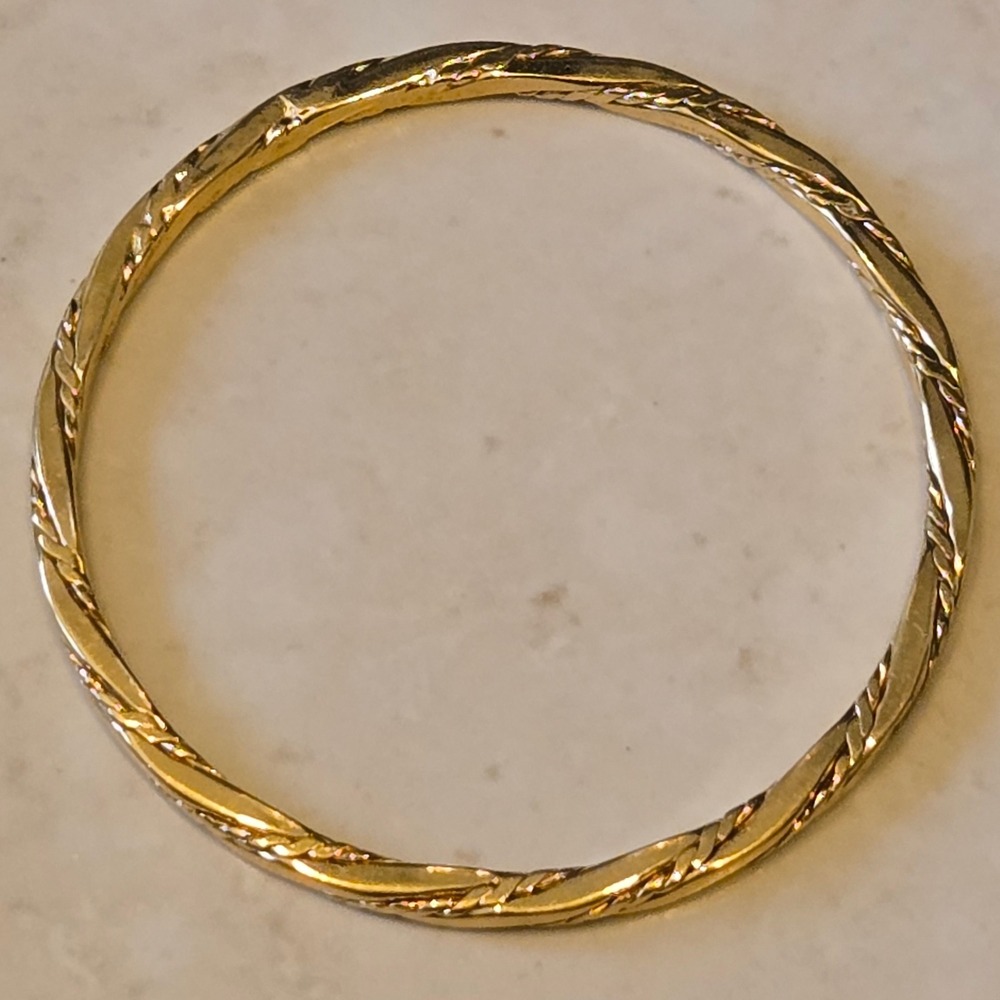 Gold Tone Twisted Rope Bangle Bracelet Textured Slip On Stackable Jewelry